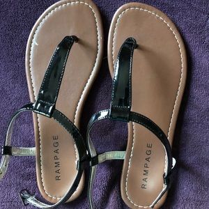 Black patent sandals